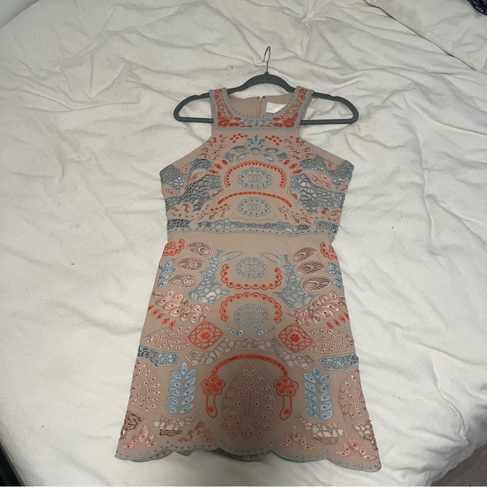J.O.A. Cream and Blue Mini Dress